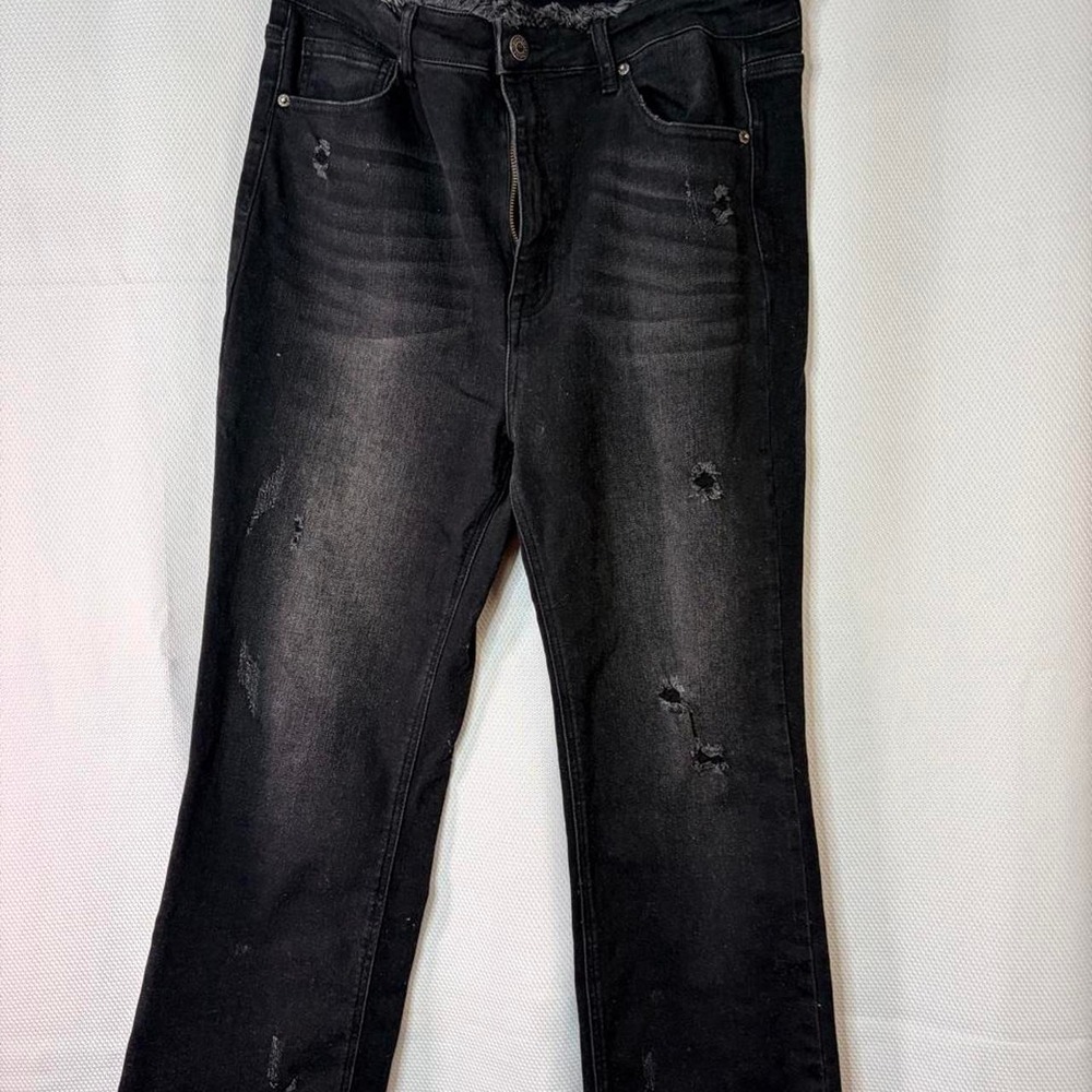 Risen High Rise Flare Jeans Women's 15/32 Distressed Frayed Hem
